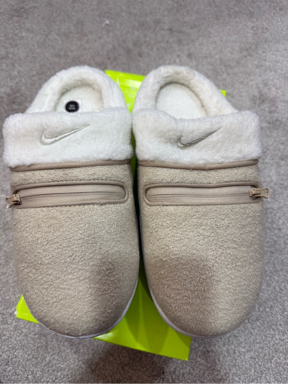 Nike Cream Fleece Slip-On Clogs